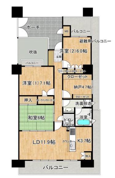 東急ドエルアルス(4SLDK/8階)の間取り写真