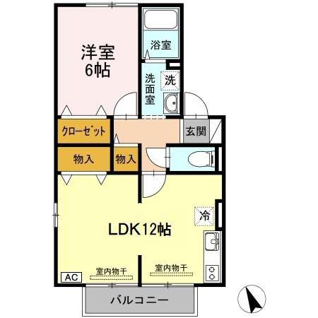 JUNHOUSEIIB棟(1LDK/2階)の間取り写真