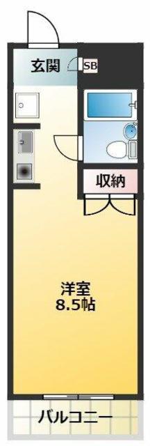 グリーンハイツ(ワンルーム/1階)の間取り写真