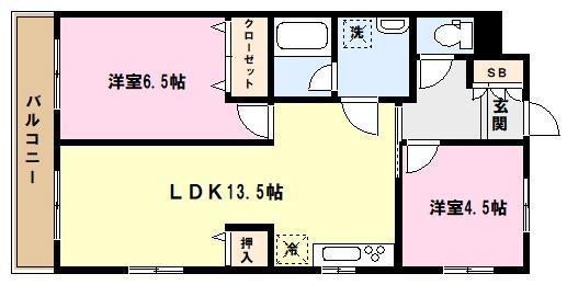 ウエストパレス蕨II(2LDK/4階)の間取り写真