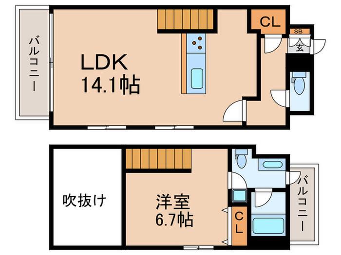 ピティアスムーン(1LDK/6階)の間取り写真