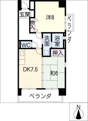 センタースクエア師勝(2DK/3階)の間取り写真