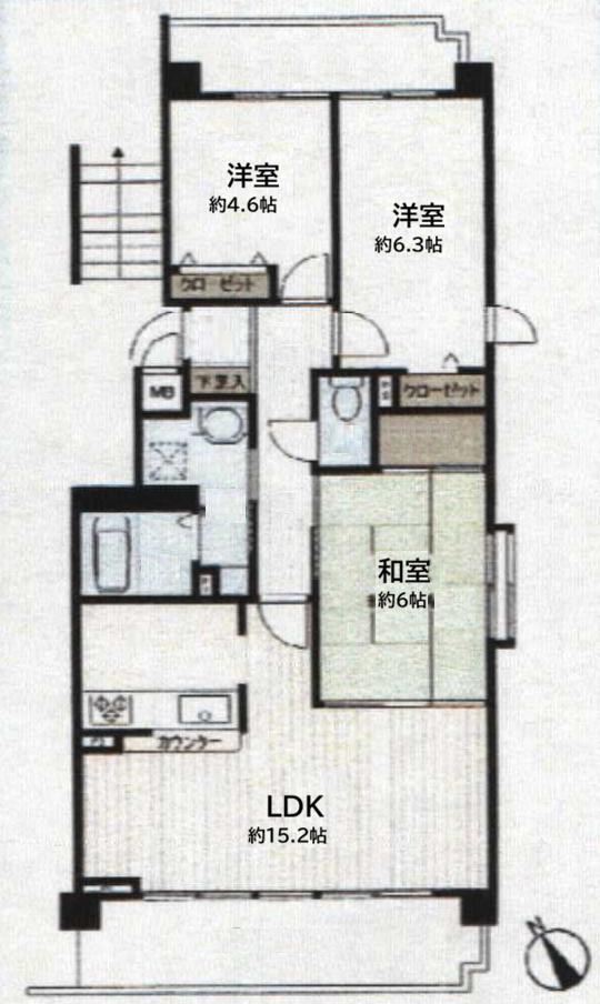 グランコート高砂(3LDK/3階)の間取り写真