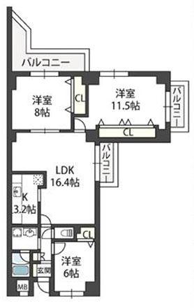 コート北千里(3LDK/2階)の間取り写真