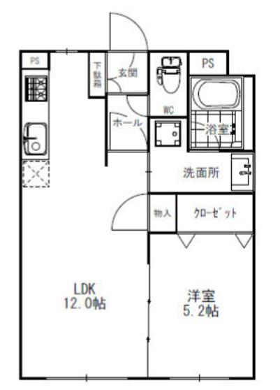 ルナ レジデンス(1LDK/4階)の間取り写真