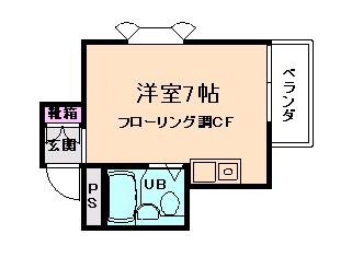 ヴィラージュ空港(ワンルーム/2階)の間取り写真