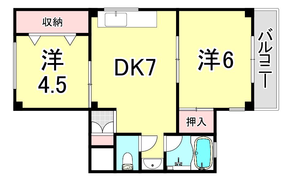 桜木マンション(2DK/3階)の間取り写真