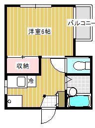 北岡ハイツ(1K/2階)の間取り写真