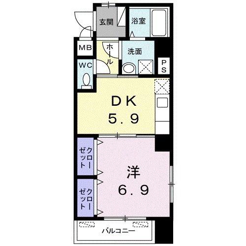 ベル・アビタシオン(1DK/3階)の間取り写真