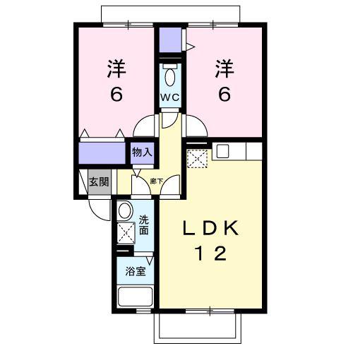 ボヌールA棟(2LDK/1階)の間取り写真