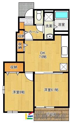 エヴァーグリーン仁比山 II(2DK/1階)の間取り写真