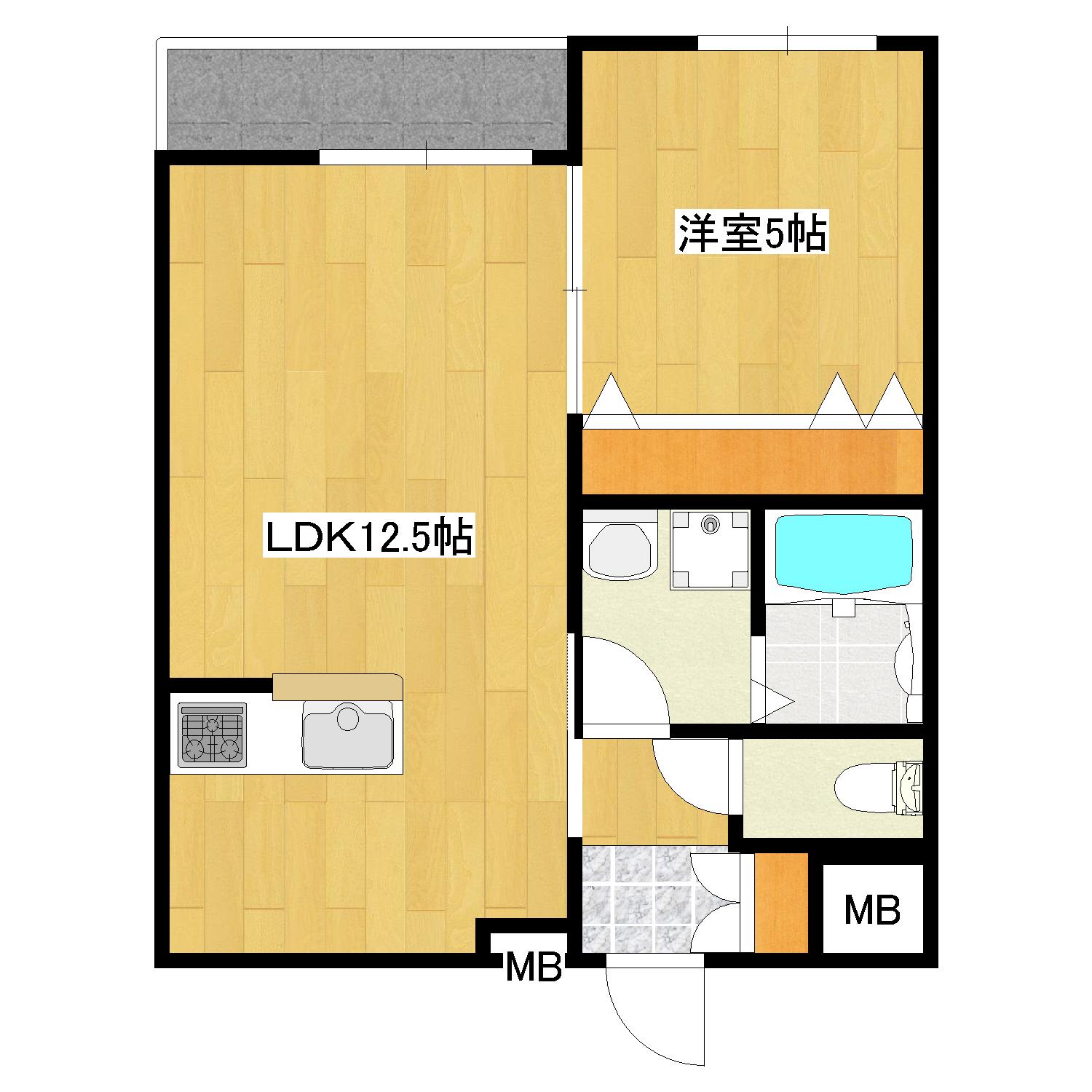 ベクヴェーム(1LDK/4階)の間取り写真