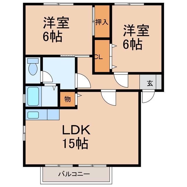 クラフト五番館(2LDK/1階)の間取り写真