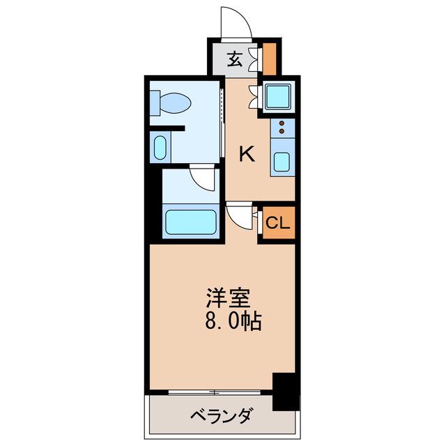 レジディア高岳(1K/2階)の間取り写真