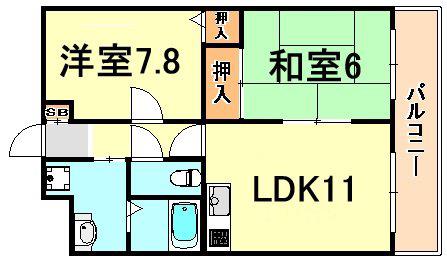 コート宮北(2LDK/5階)の間取り写真