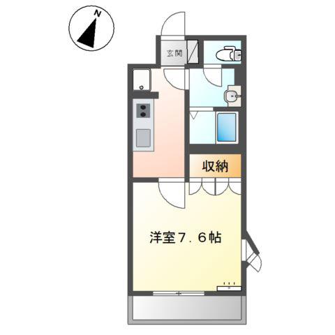 フランドール・M(1K/2階)の間取り写真