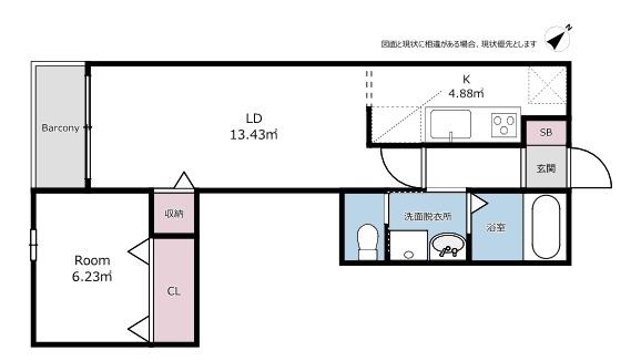 パラシオン(1LDK/1階)の間取り写真