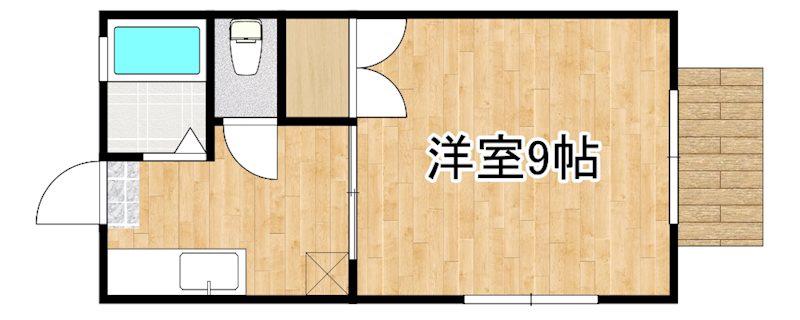エクセル B棟(1K/1階)の間取り写真
