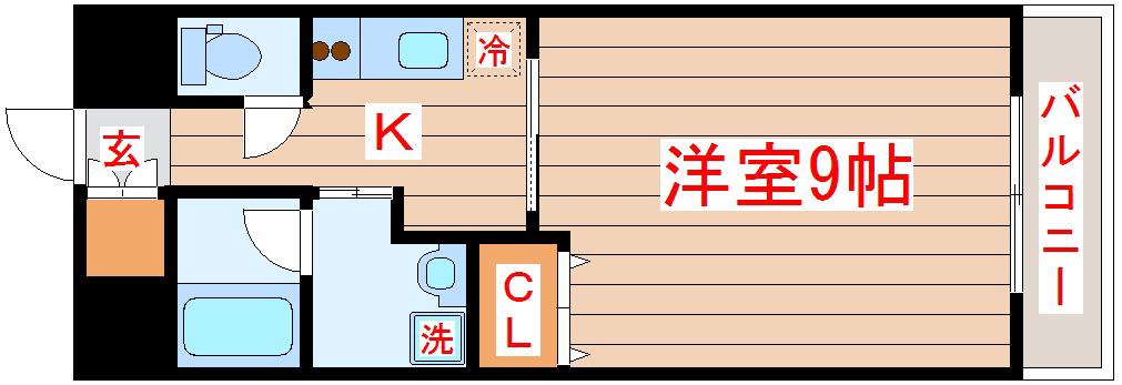 エクセラ晩翠通(1K/2階)の間取り写真