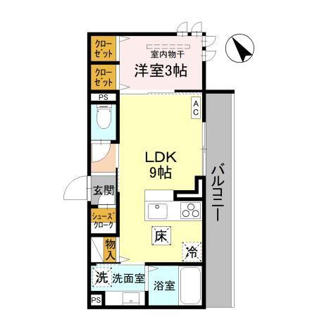 D-ROOM東明(1LDK/1階)の間取り写真