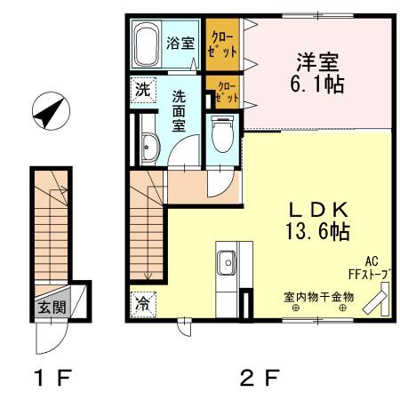 ガーデン小柳(1LDK/2階)の間取り写真