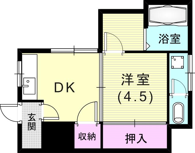 なつか清水と春の丘(1DK/1階)の間取り写真