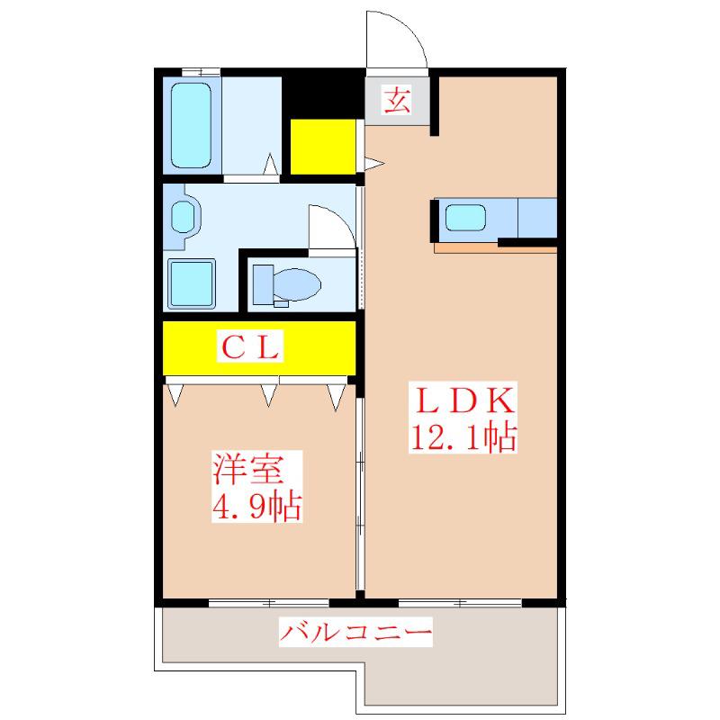 サザンムア舞鶴(1LDK/3階)の間取り写真