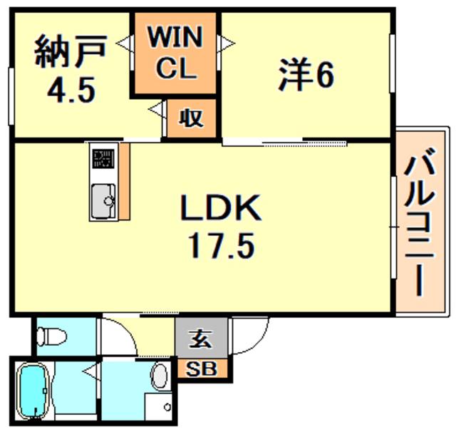 グランデュオ三宮Ⅱ(1SLDK/5階)の間取り写真