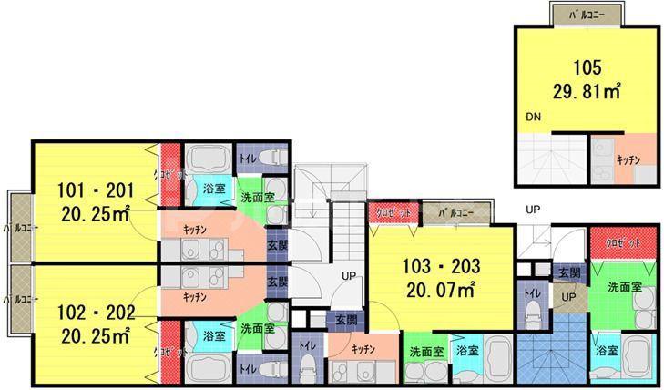 アークシティ東大宮(1K/2階)の間取り写真
