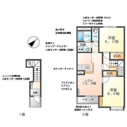モントリュー(2LDK/2階)の間取り写真