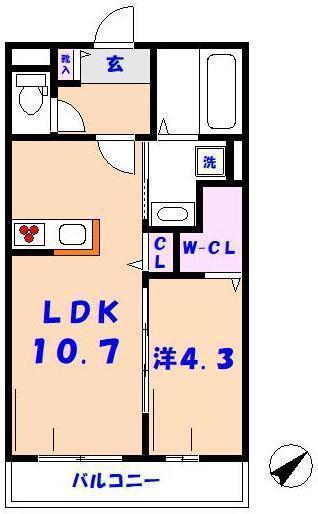 カーサ ボナール(1LDK/3階)の間取り写真