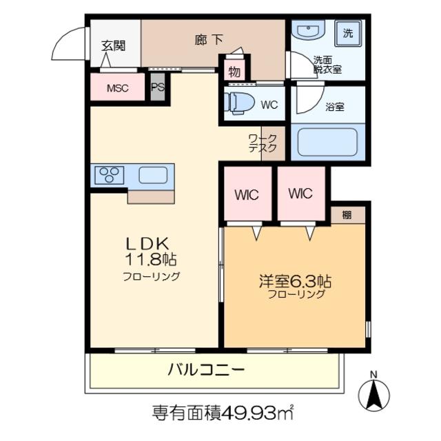 ヘーベルべトゥーラ(1LDK/1階)の間取り写真