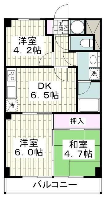 ライオンズマンション戸塚(3DK/4階)の間取り写真