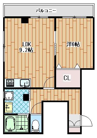 K&W BLDG(1LDK/2階)の間取り写真