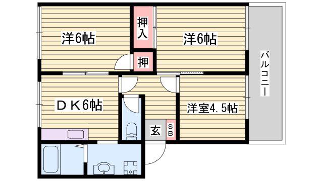 ハイツときB(3DK/2階)の間取り写真