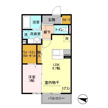 フラールドゥ(1LDK/2階)の間取り写真
