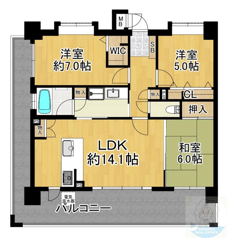 エイルマンション諏訪野町(3LDK/8階)の間取り写真