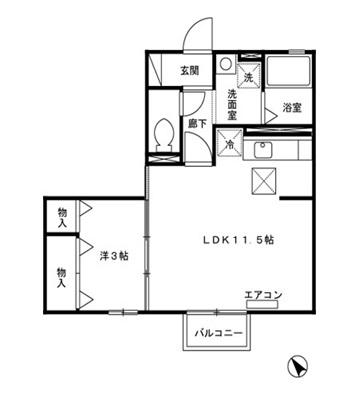 リビングタウン八橋B(1LDK/2階)の間取り写真