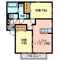 エトワール(2LDK/2階)の間取り写真