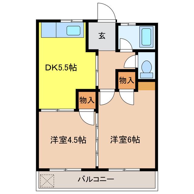 ピアリー琴が丘(2DK/3階)の間取り写真