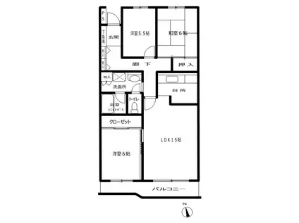 パークハイツ梶ヶ谷(3LDK/4階)の間取り写真