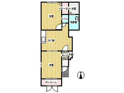 夢ハイツマツダ(2DK/1階)の間取り写真