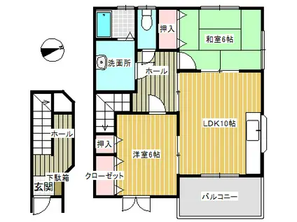 アムール愛宕(2LDK/2階)の間取り写真