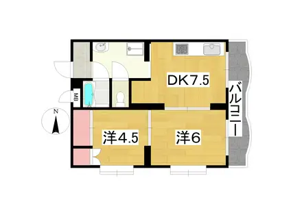 アイザワコーポ(2DK/2階)の間取り写真