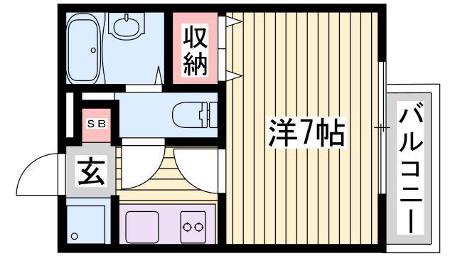 ジュネス白国(1K/2階)の間取り写真