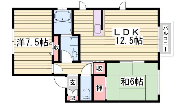 アドホックディアス(2LDK/2階)の間取り写真