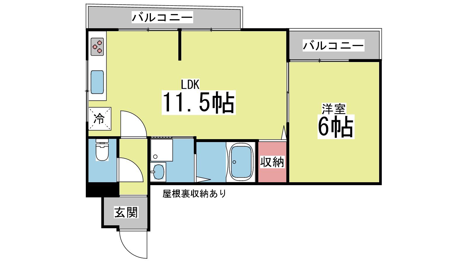 船寺ハイム(1LDK/2階)の間取り写真