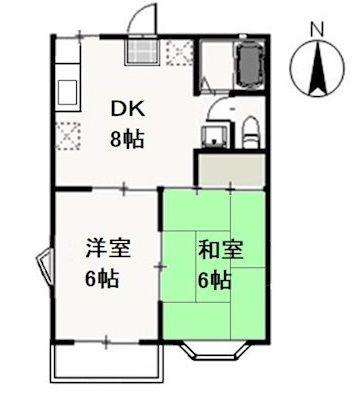 シャトレイーストB(2DK/1階)の間取り写真