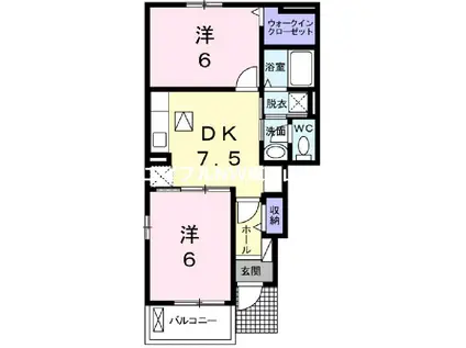 ロッソ ピノA(2DK/1階)の間取り写真