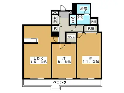 レデントーレ(2LDK/3階)の間取り写真